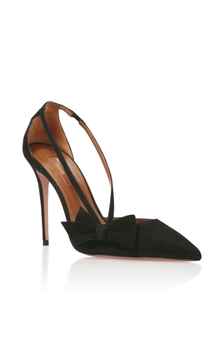 Aquazzura Bow-embellished Suede Pumps