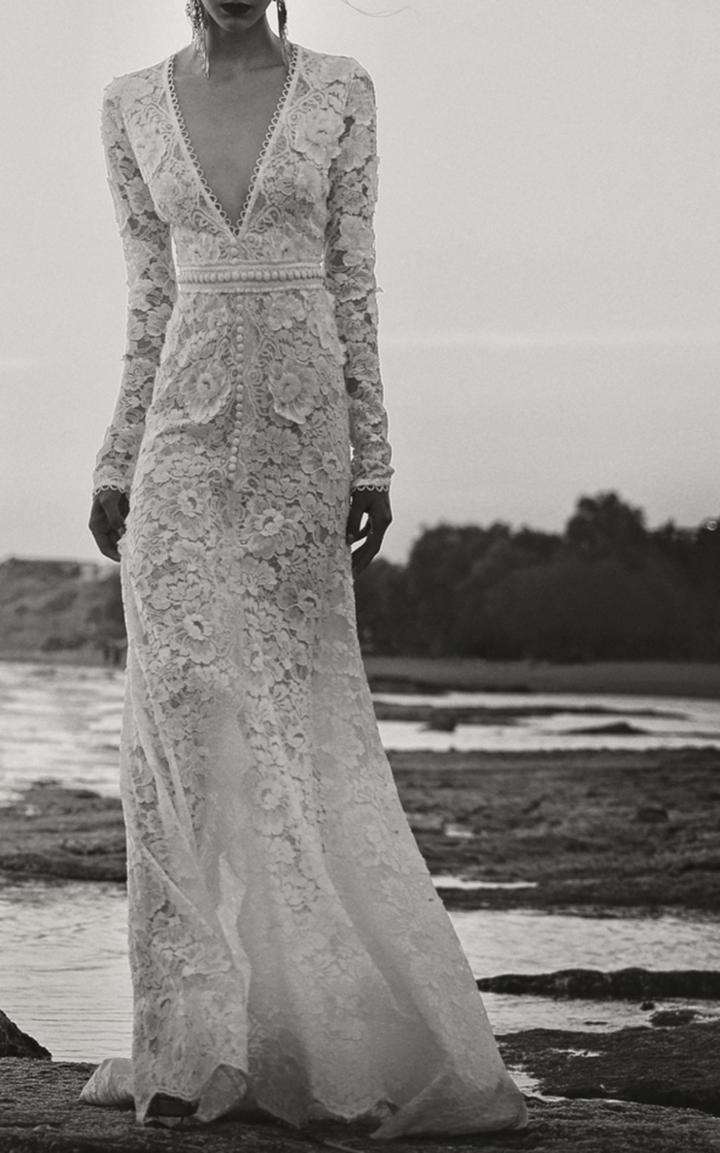 Costarellos Floral Lace High Low Dress