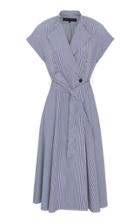 Moda Operandi Martin Grant Belted Striped Cotton Midi Wrap Dress
