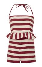 Red Valentino Striped Ruffle Romper