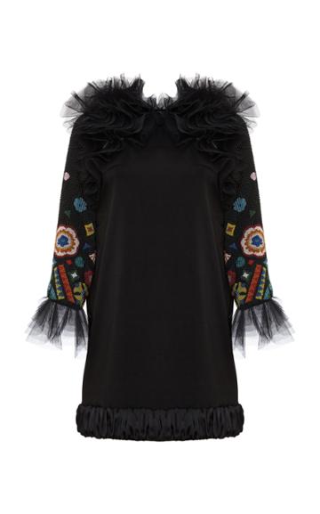 Khosla Jani Ruffled Shoulder Mini Dress