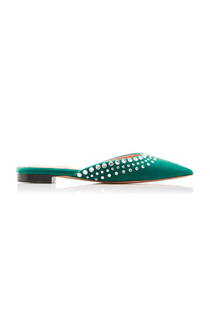 Rochas Stud-embellished Velvet Mules