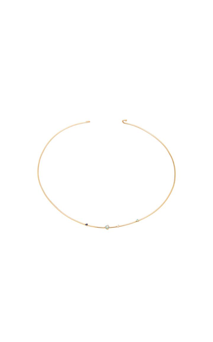 Wwake Linear Opal Sapphire And Diamond Neck Cuff