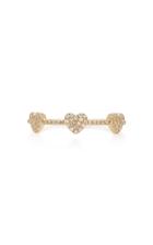 Ef Collection Triple Heart 14k Gold And Diamond Stack Ring