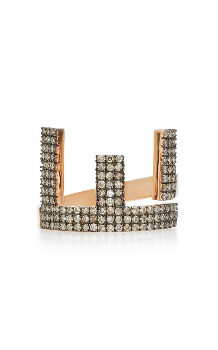 Tullia Magic E 14k Rose Gold Diamond Initial Ring