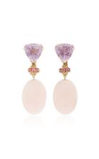 Sorab & Roshi 18k Yellow Gold Amethyst And Pink Opal Dangle Earrings