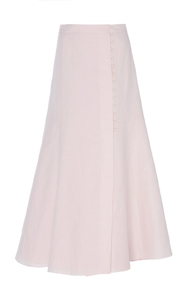 Noon By Noor Chepstow Button-trim Cotton-blend Midi Skirt