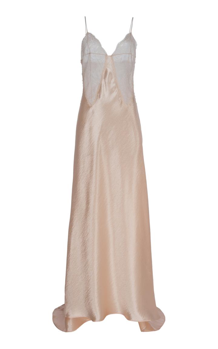 Philosophy Di Lorenzo Serafini Lace-trimmed Bias-cut Satin Gown