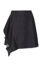Adeam Denim Ruffle Moto Skirt