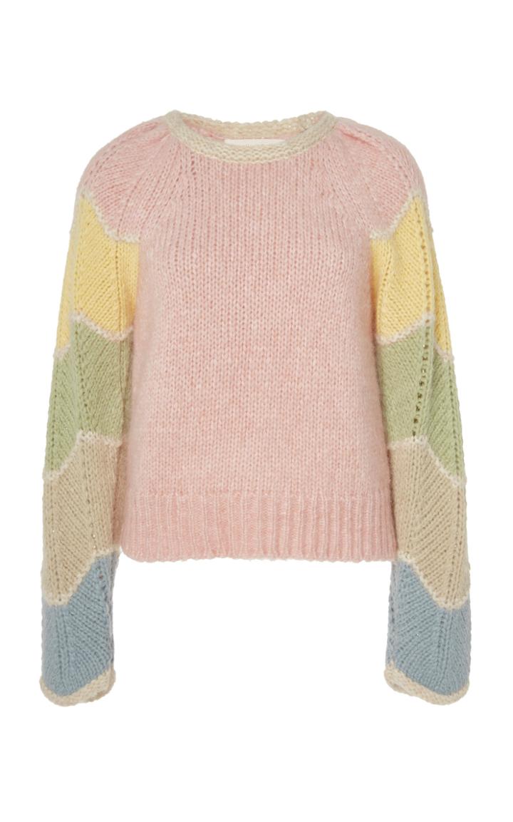Loveshackfancy Aspyn Color-blocked Wool Sweater