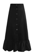 Dalood Velvet Button Front Skirt