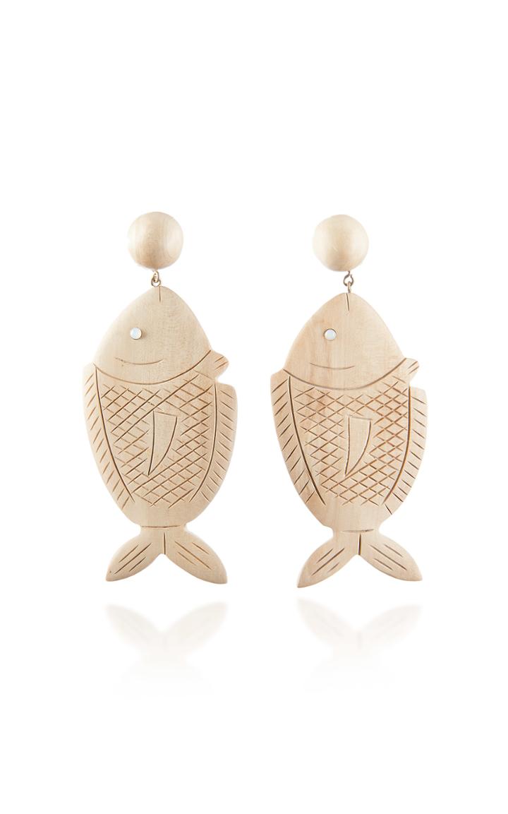 Rebecca De Ravenel Caspia White Wood Earrings