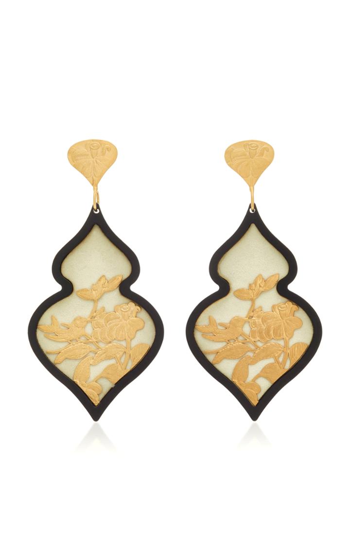 Anna E Alex Silver And Gold-plated Velvet Resin Earrings
