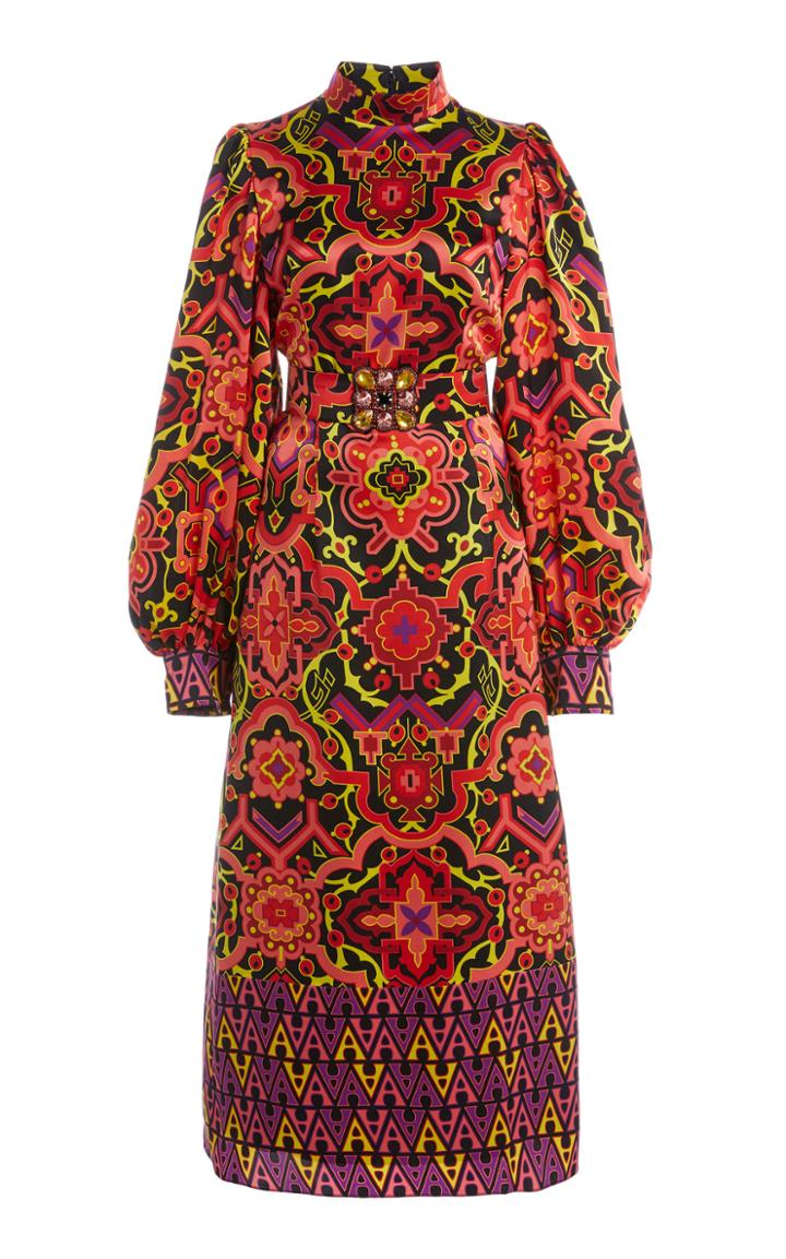Moda Operandi Andrew Gn Belted Silk Midi Dress