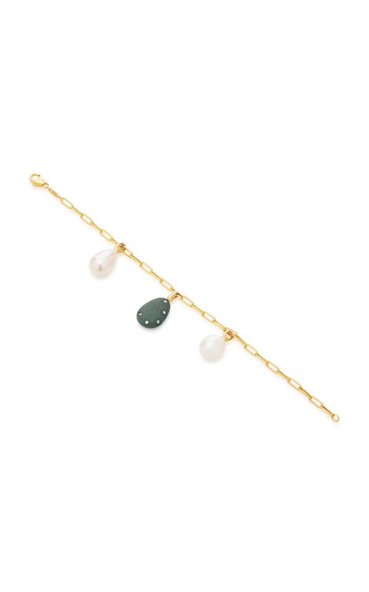 Cvc Stones Mild And Pearl 18k Gold Charm Bracelet