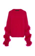 Sally Lapointe Airy Feather-trim Silk And Cashmere Sweater