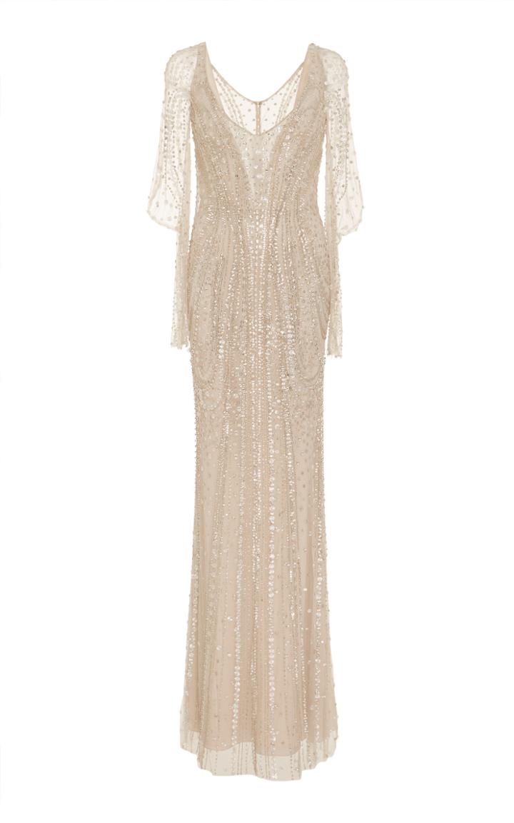 Jenny Packham Constance Embellished Long Sleeve Gown