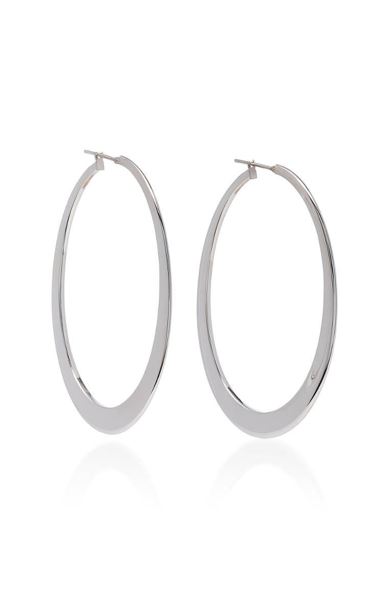 Sidney Garber 18k White Gold Crescent Oval Hoop Earrings