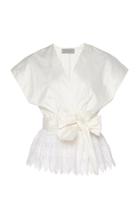 Silvia Tcherassi Cayena Lace-trimmed Poplin Top
