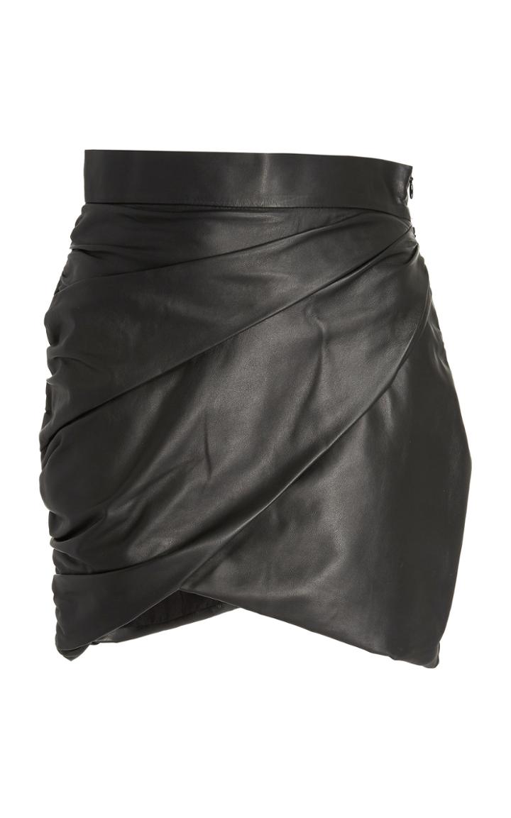 Zeynep Aray Draped Leather Skirt