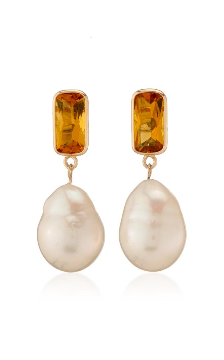 Objet-a Disco 18k Gold, Pearl And Citrine Earrings