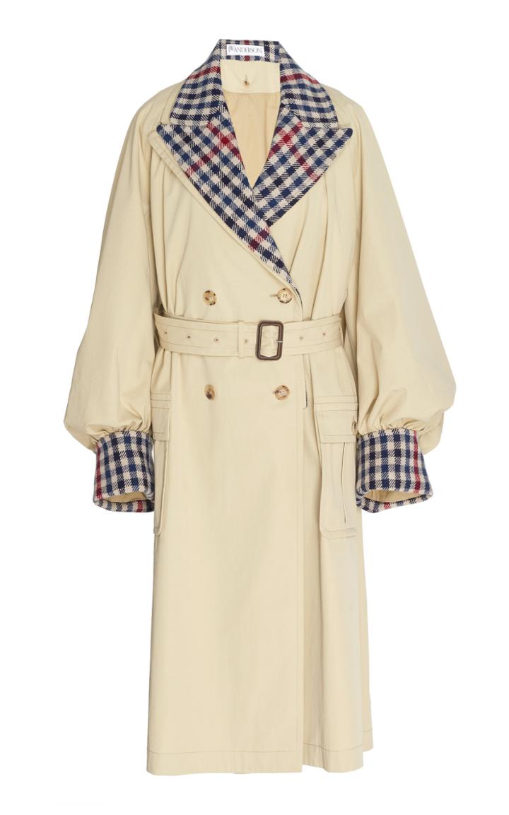 Jw Anderson Plaid Contrast Cotton Trench Coat