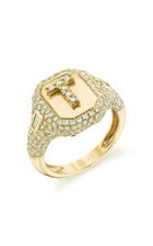 Moda Operandi Shay 18k Gold Partial Pave Initial Pinky Ring