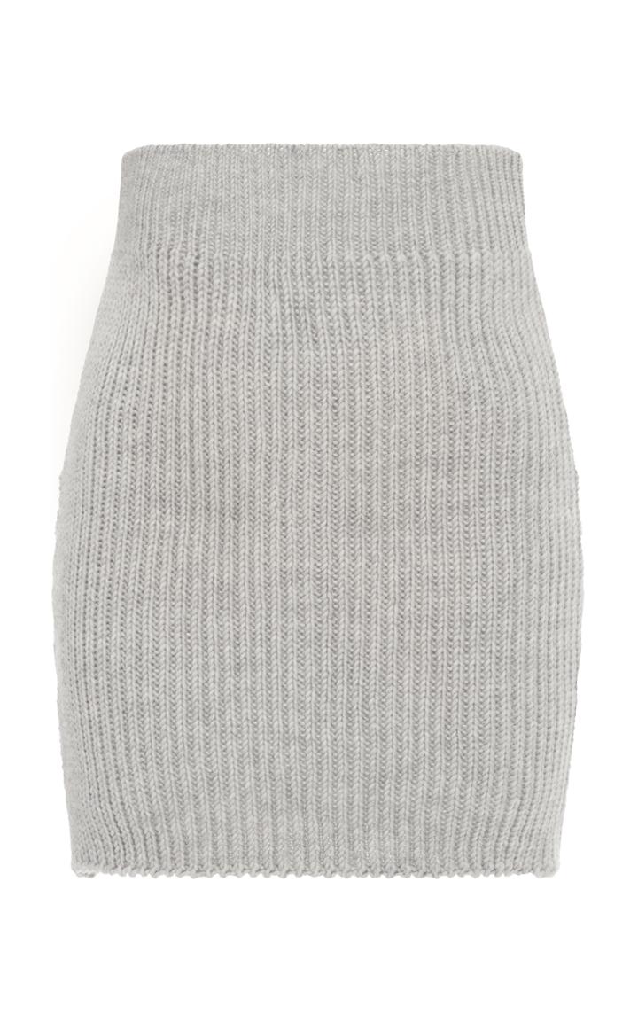 Nanna Van Blaaderen Grey Mlange Ribbed Knit Mini Skirt