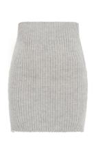 Nanna Van Blaaderen Grey Mlange Ribbed Knit Mini Skirt