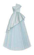 J. Mendel Strapless Satin Gown With Tulle A-line Skirt
