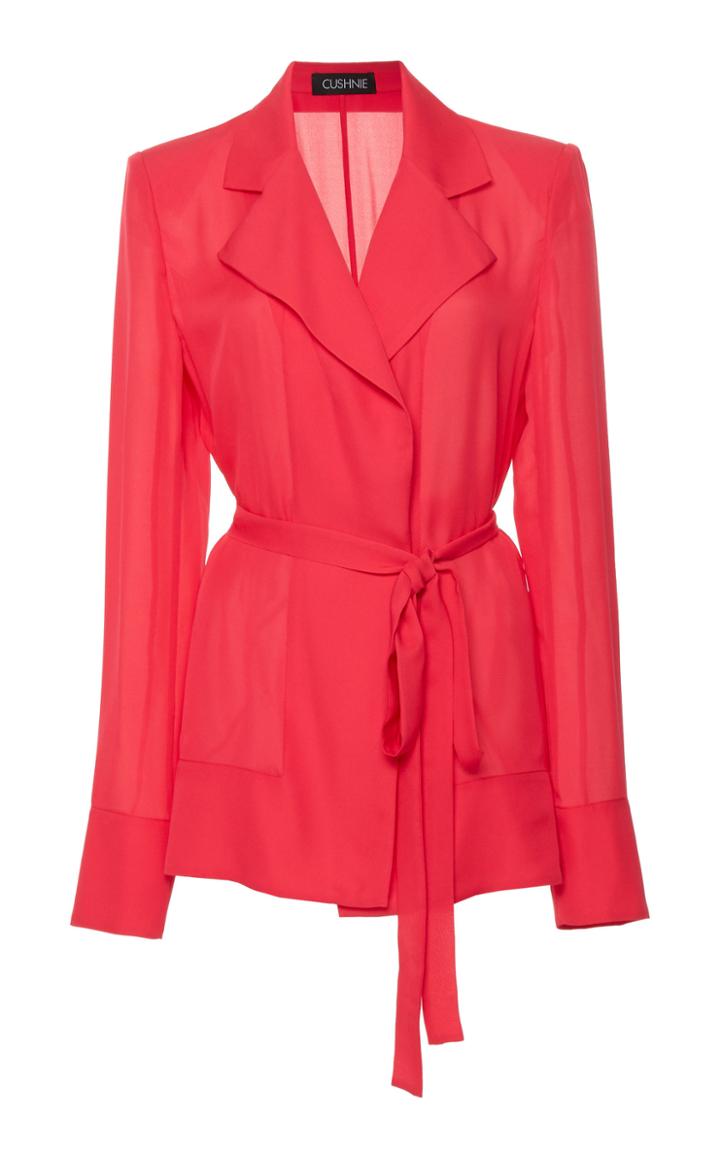 Cushnie Sheer Silk Belted Jacket