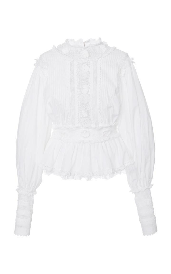 Moda Operandi Dolce & Gabbana Puffed-sleeve Crepe Blouse