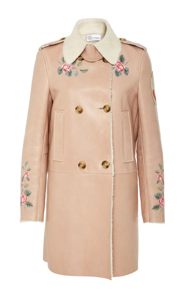 Red Valentino Double Breasted Shearling Coat
