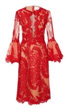 Marchesa Lace Bell Sleeve Cocktail Dress