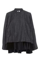 Dice Kayek Long Sleeve Pleat Detail Denim Jacket