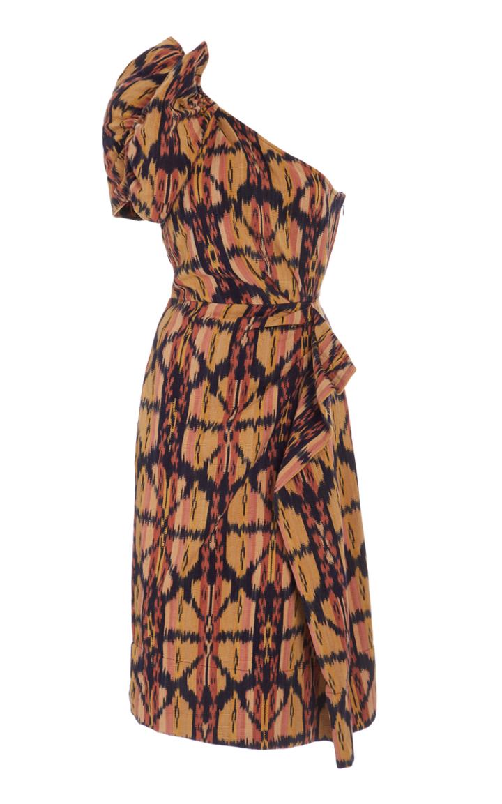 Ulla Johnson Idra Ikat-print Cotton One-sleeve Dress