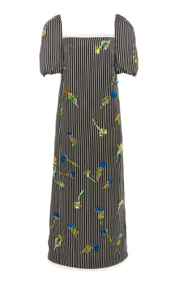 Jonathan Cohen Striped Embroidered Dress