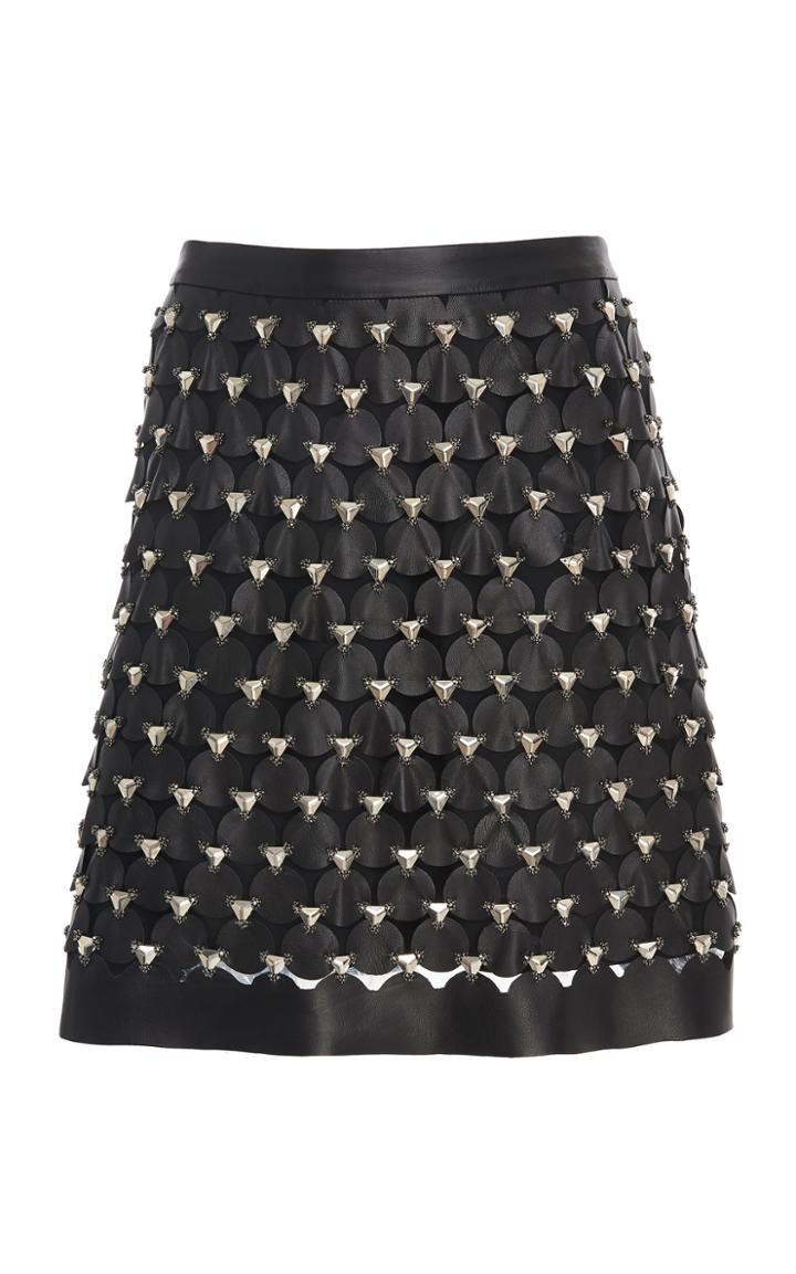Alberta Ferretti Embellished Leather Mini Skirt