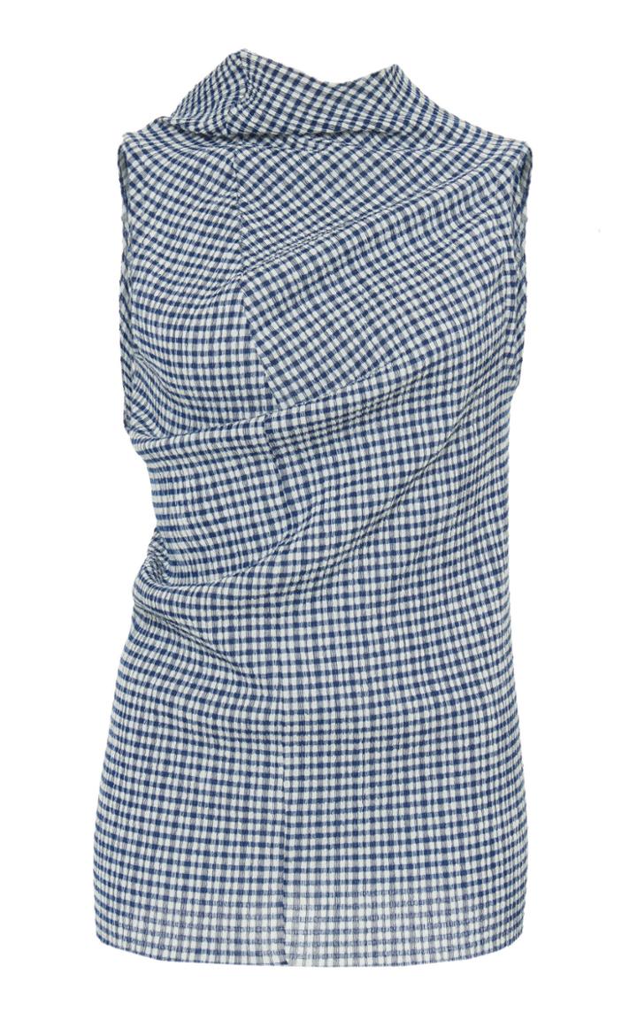 Jil Sander Sleeveless Draped Check Top