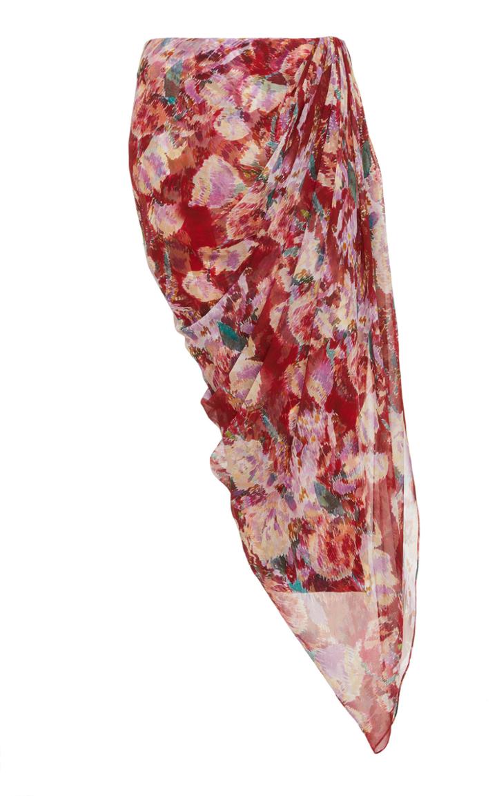 Prabal Gurung Tisese Draped Floral Skirt