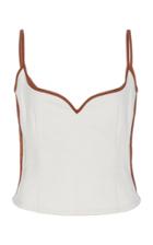 Paris Georgia Heart Leather-trimmed Cotton Tank Top