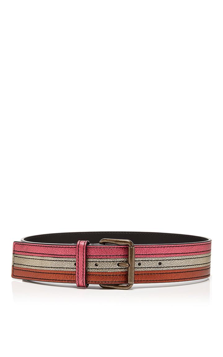 Tomas Maier Color Block Belt With Metallic Finish