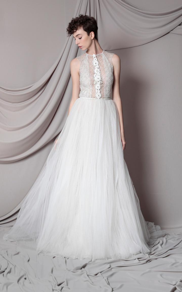 Moda Operandi Marco & Maria Crystal Net Halter Neck Top Dress