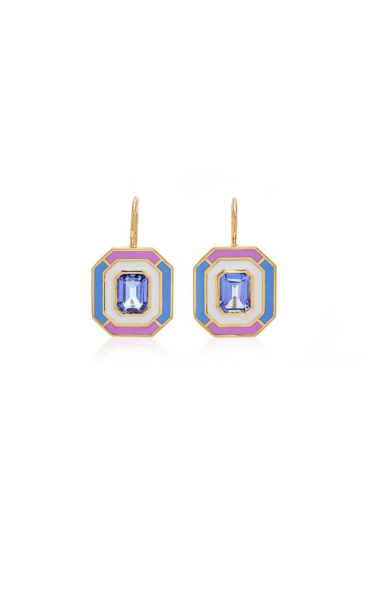 Sig Ward 18k Gold, Tanzanite And Enamel Earrings