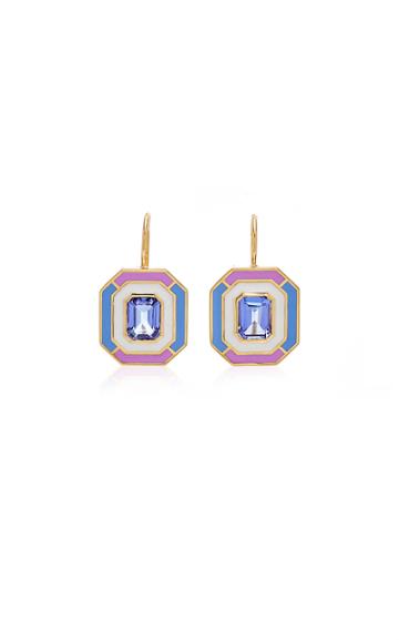 Sig Ward 18k Gold, Tanzanite And Enamel Earrings