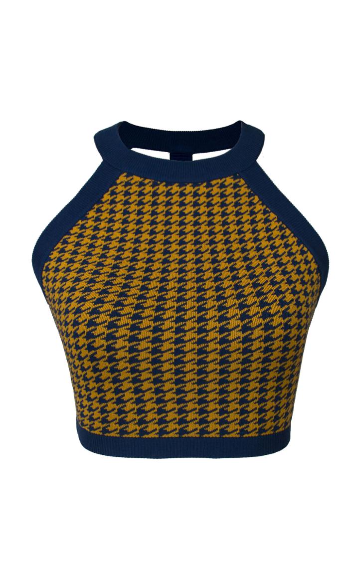 Nagnata Houndstooth Strap Back Crop Top