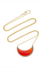 Noor Fares Chandra Cresent Pendant In Yellow Gold With Carnelian & Diamonds