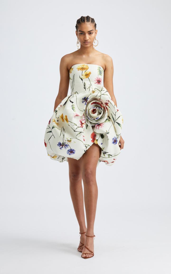 Moda Operandi Oscar De La Renta Strapless Rosette Cocktail Dress