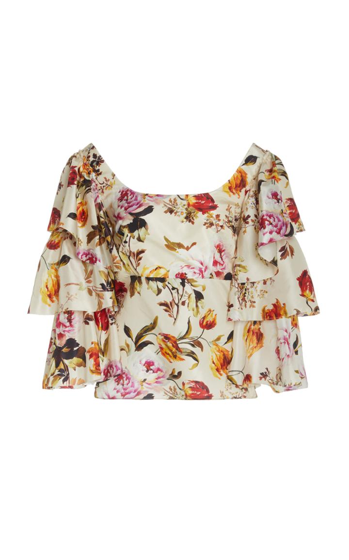 Moda Operandi Brock Collection Rosette Floral Silk Top