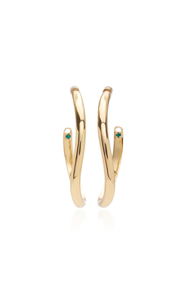 Demarson Mini Calypso Emerald Crystal Curved Hoop Earrings